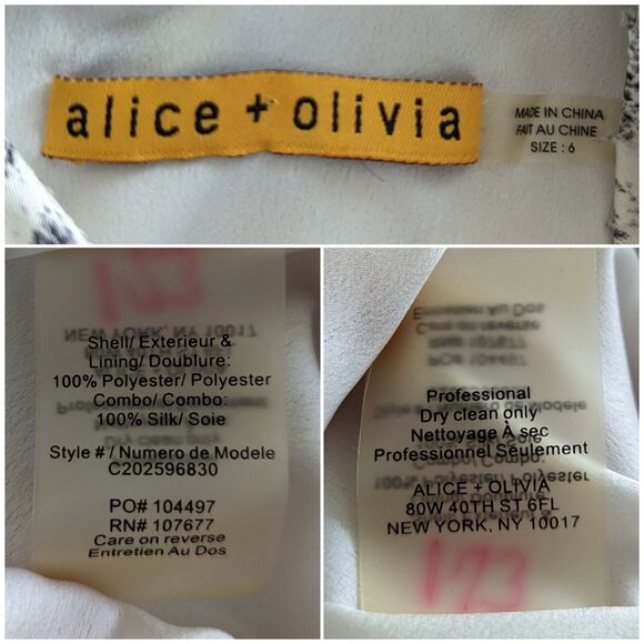 Alice + Olivia Tegan Black & White Silk Tiered Sleeveless Shift Dress, Size 6 - Picture 4 of 9